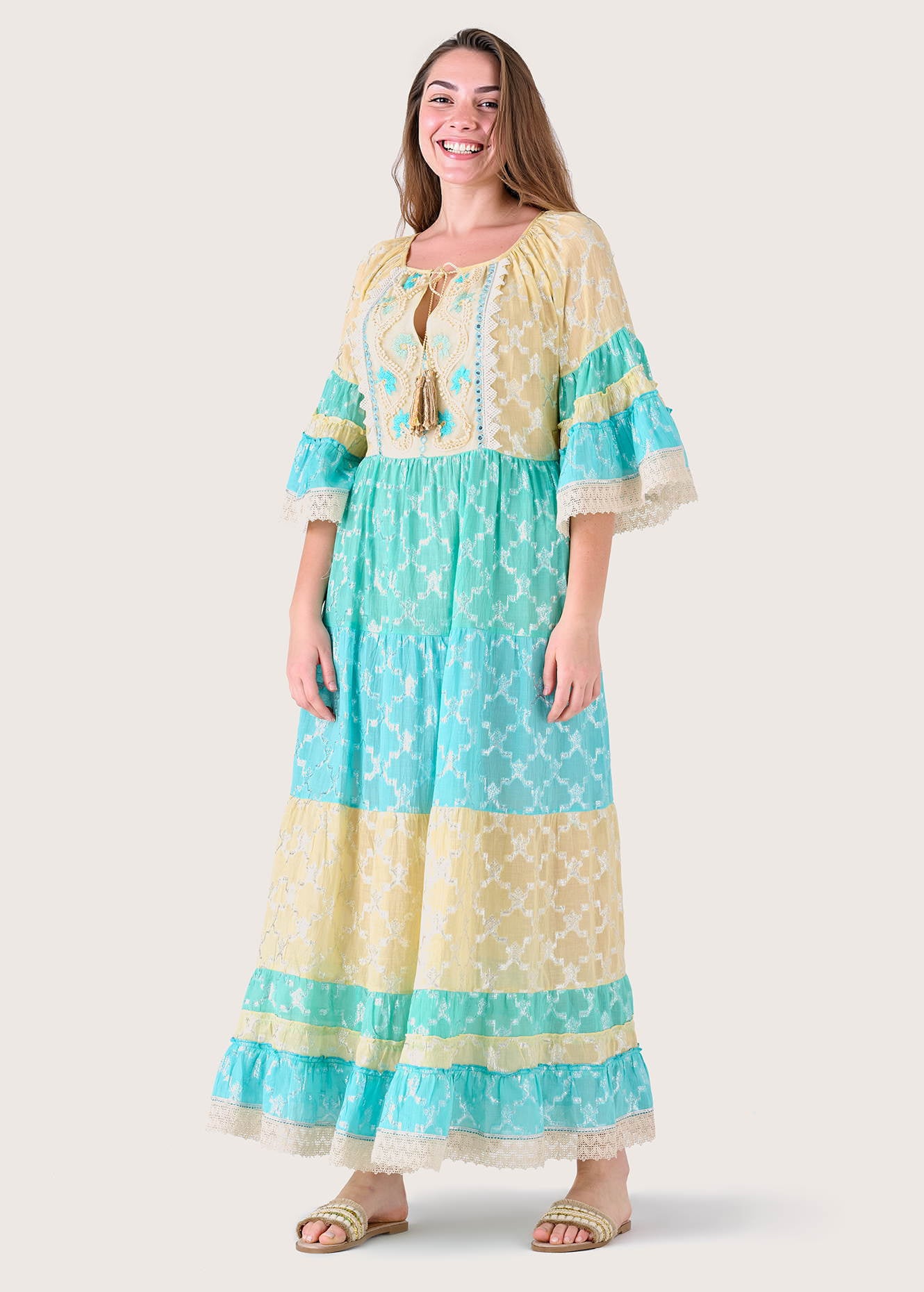 Abito lungo Angela in cotone