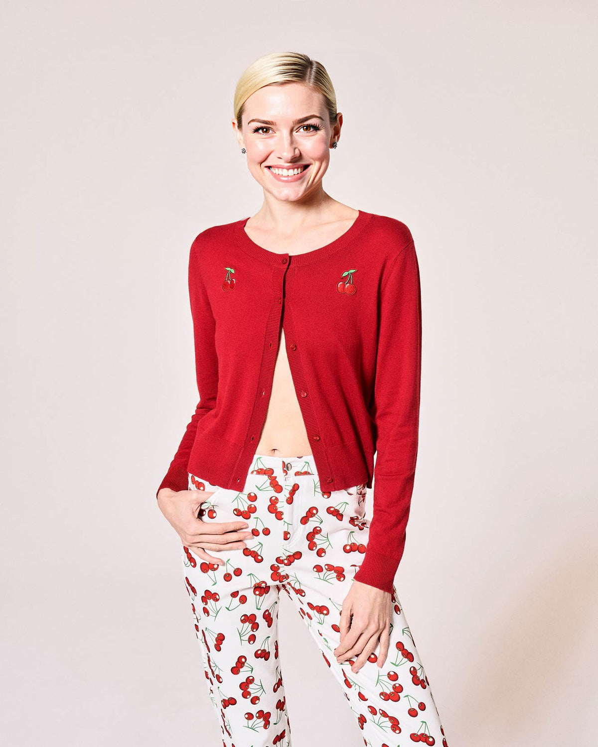 Cardigan Cherry ricamo a ciliegie
