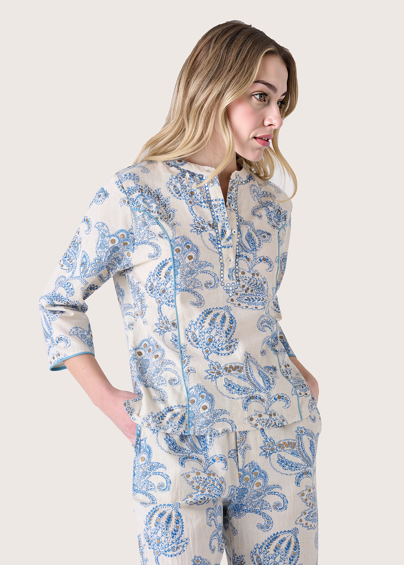 Blusa Cannes in lino e cotone