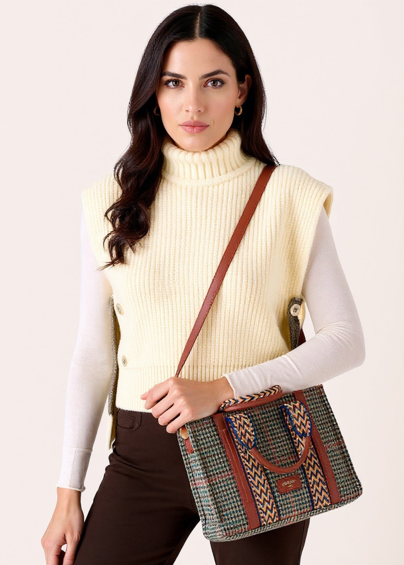 Borsa shopping Brulla in pied de poule