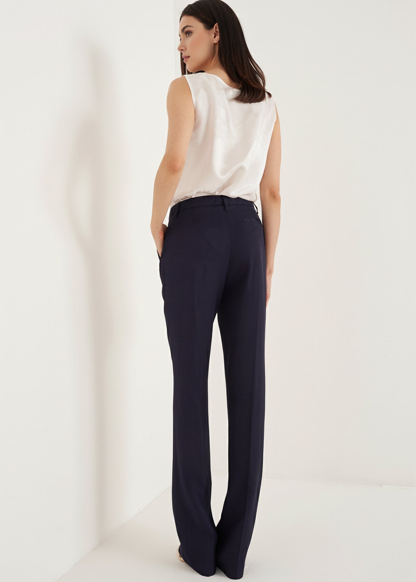 Pantaloni Giorgia-E in lino e viscosa