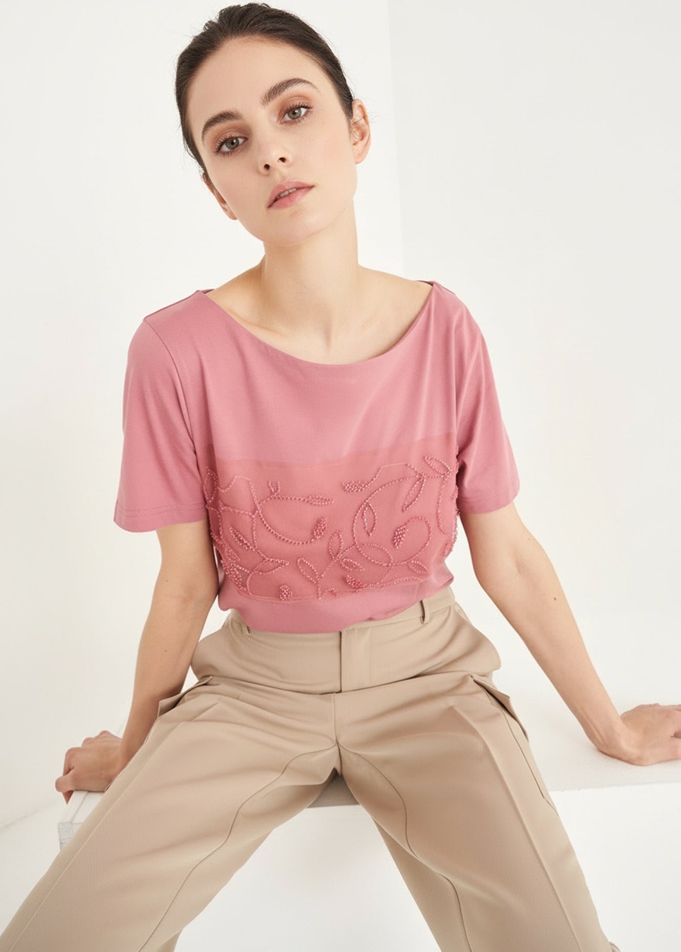 T-shirt Sunset con ricamo
