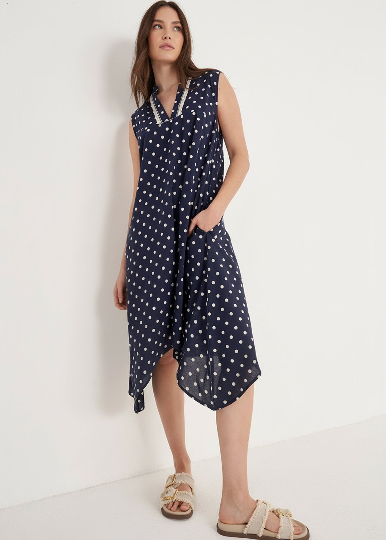 Abito Aloha In Cotone Pois