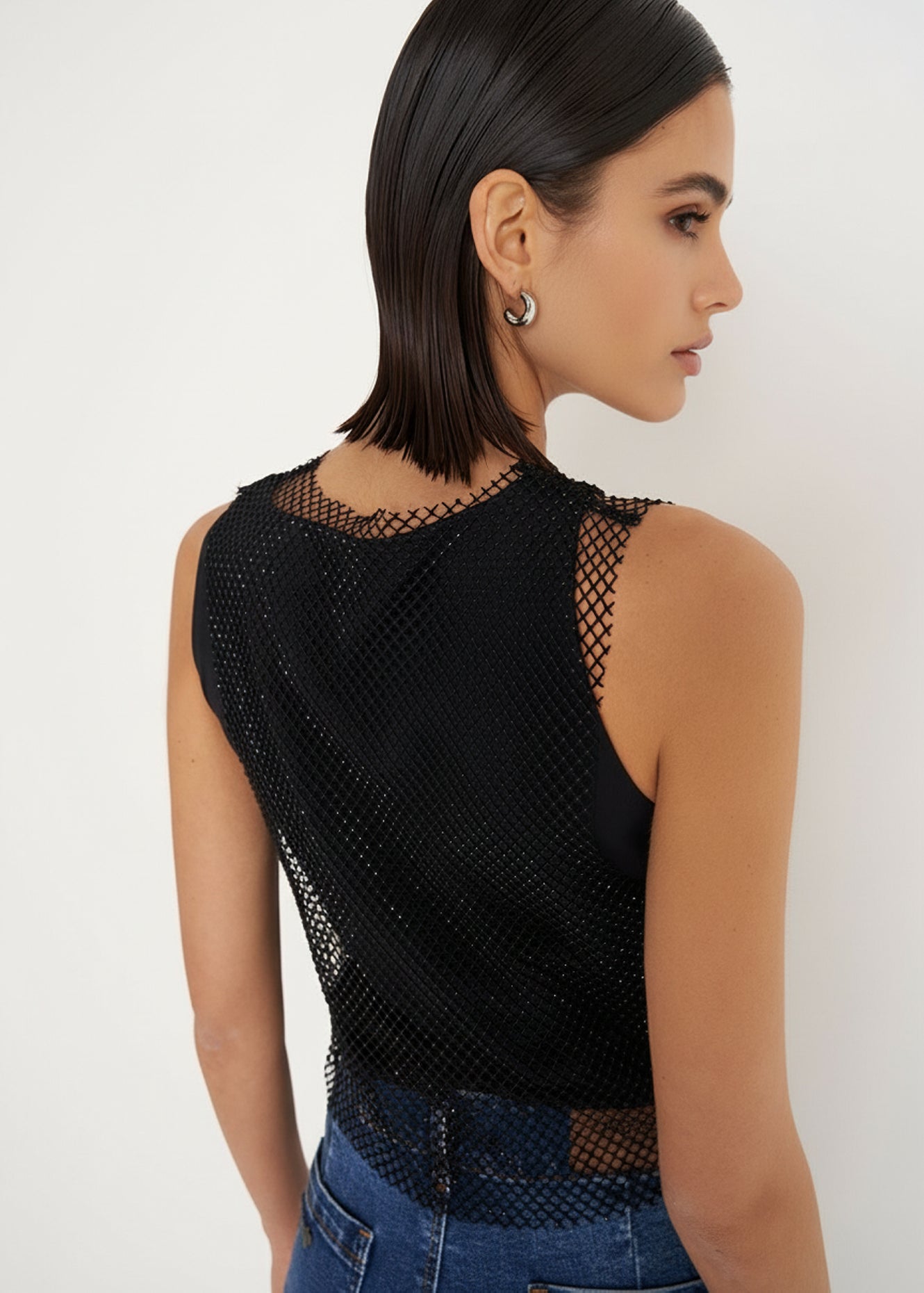 Top Tania in tessuto mesh