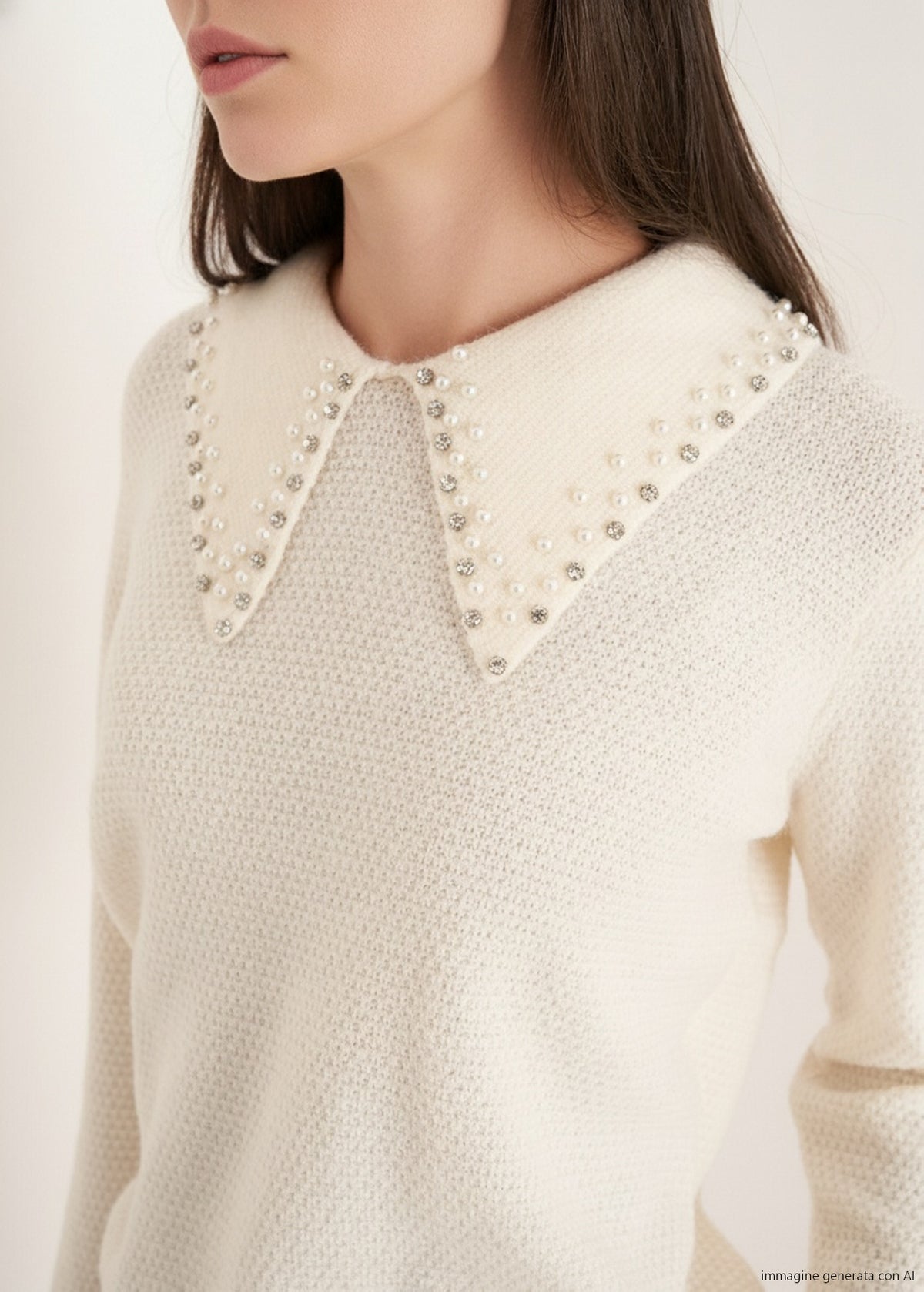 Maglia Marta con perle al collo
