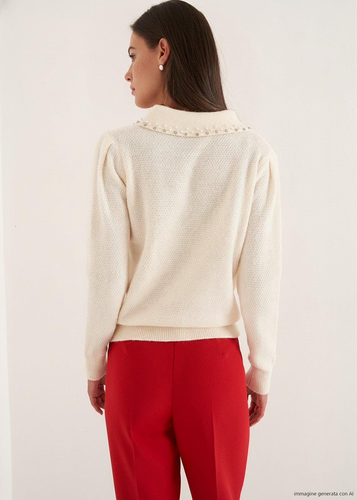 Maglia Marta con perle al collo
