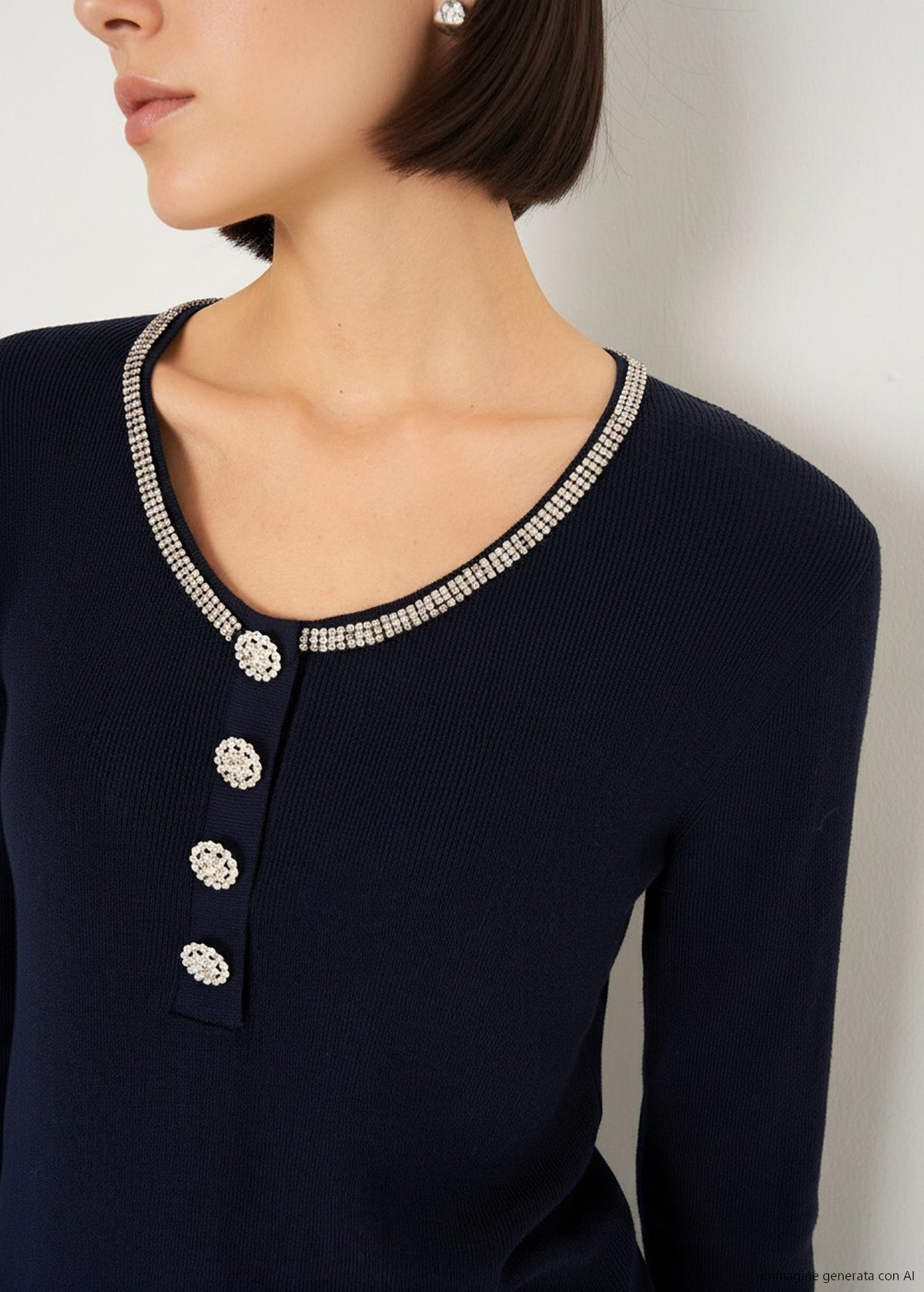 Maglia Marcy con strass e bottoni gioiello