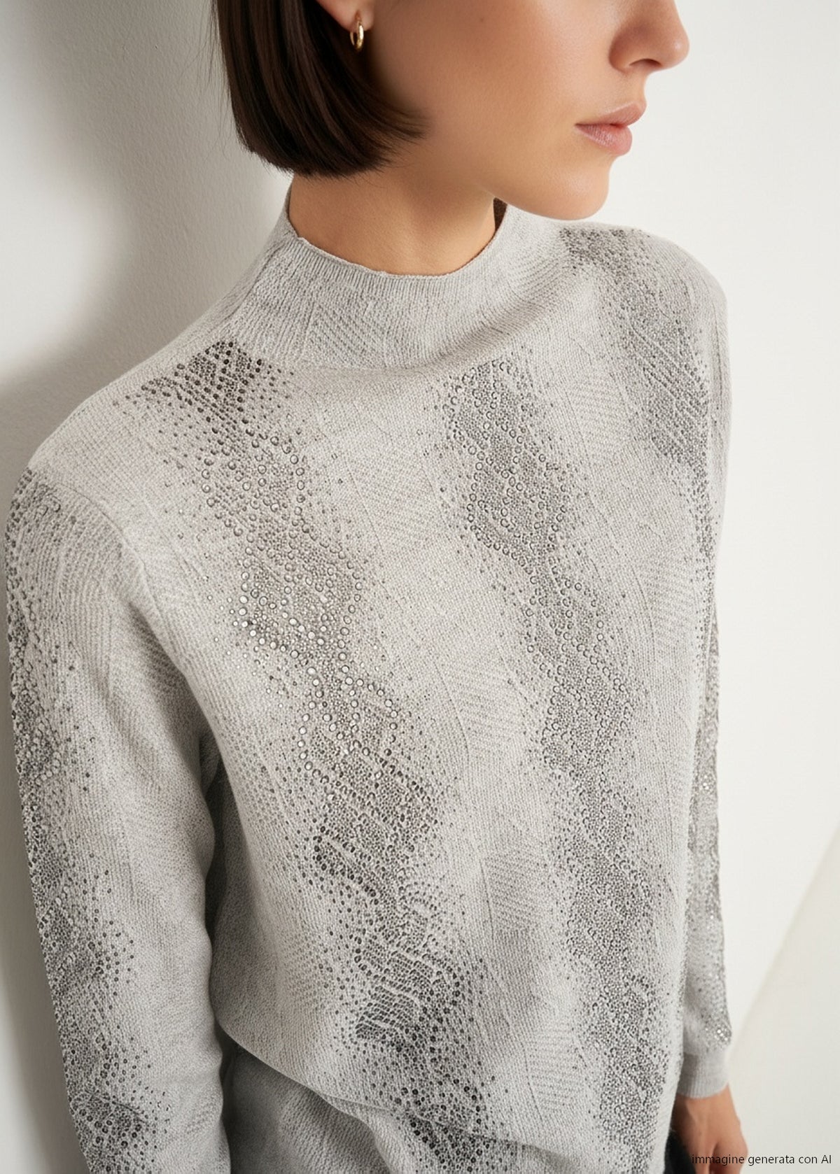 Maglia Margot mezzo collo con strass