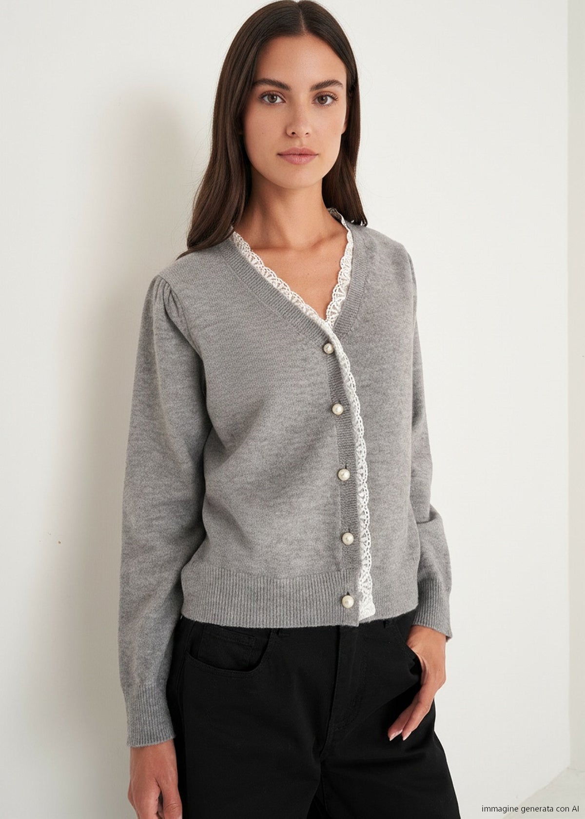 Cardigan Claudy con dettagli in pizzo
