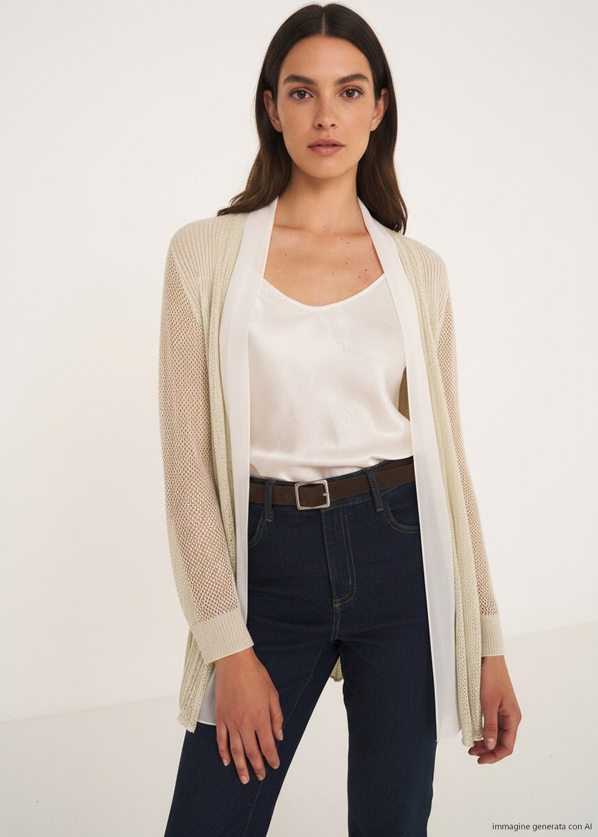 Cardigan Caren in filo con cinta
