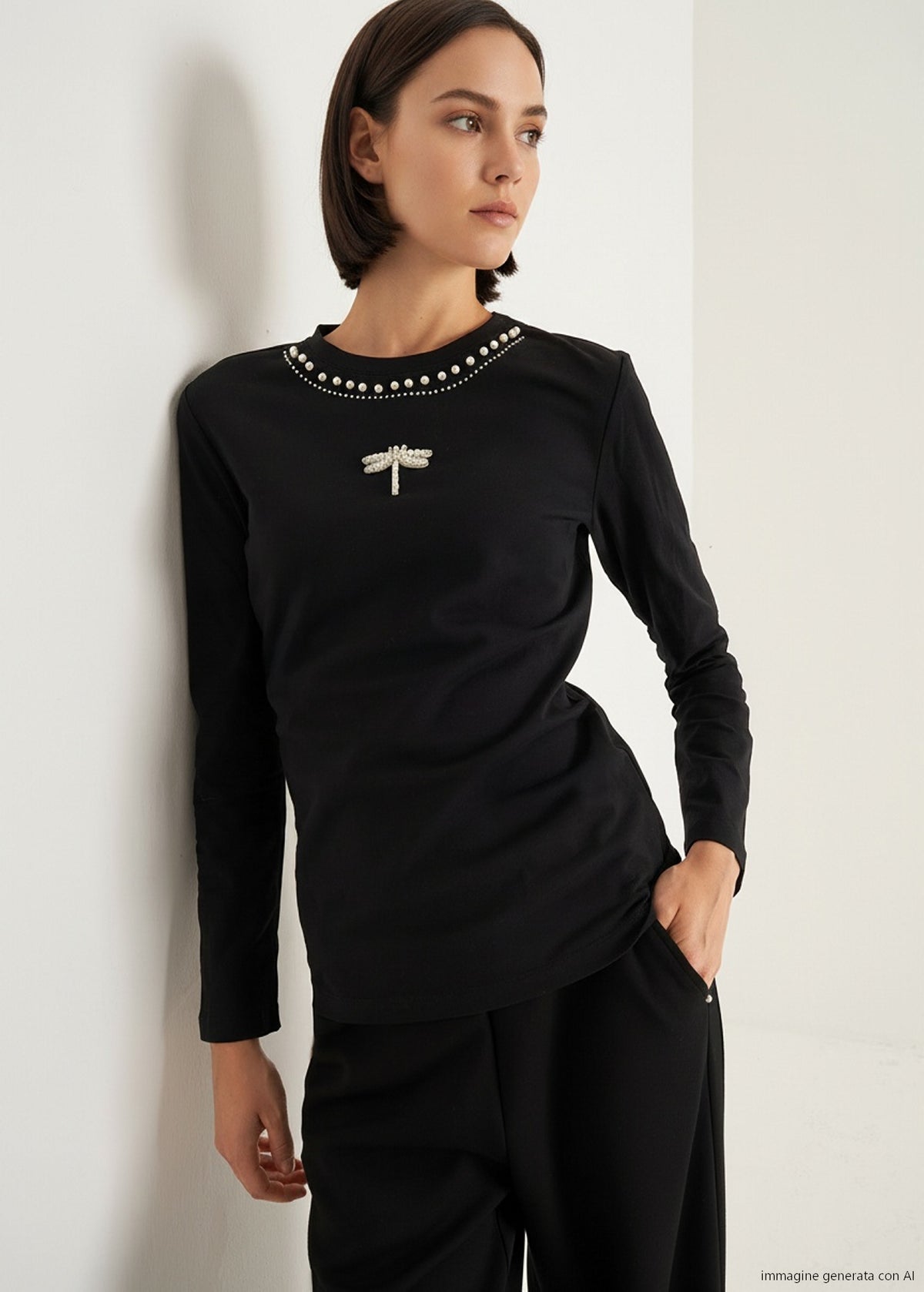 T-shirt Saffye con decorazioni gioiello
