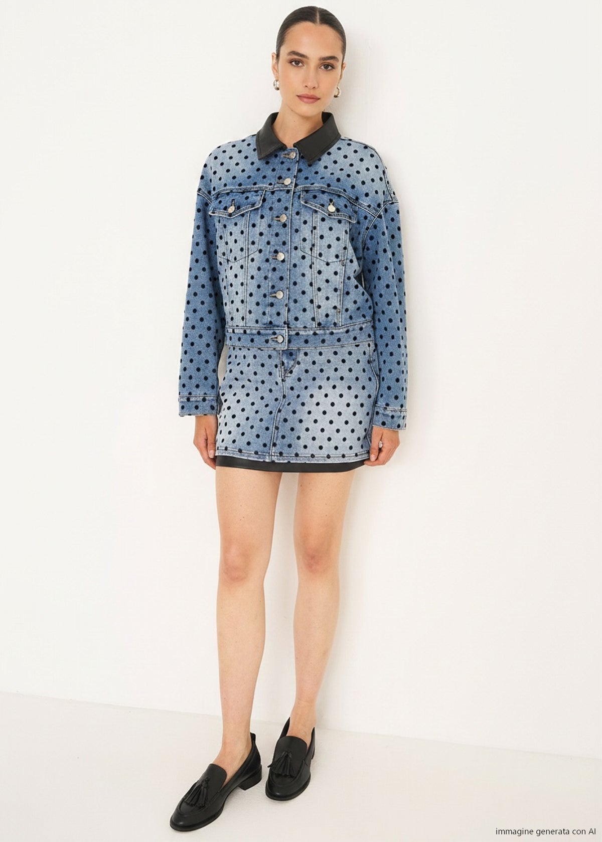 Minigonna Greta denim pois