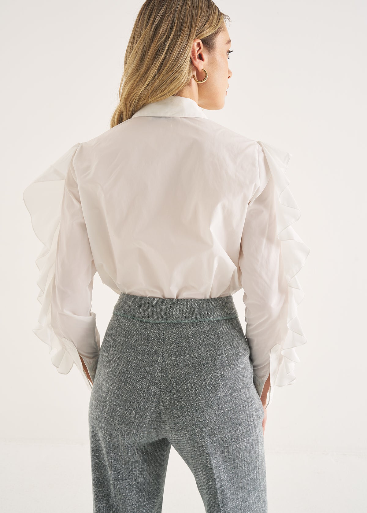 Camicia Carola in taffetà con rouches