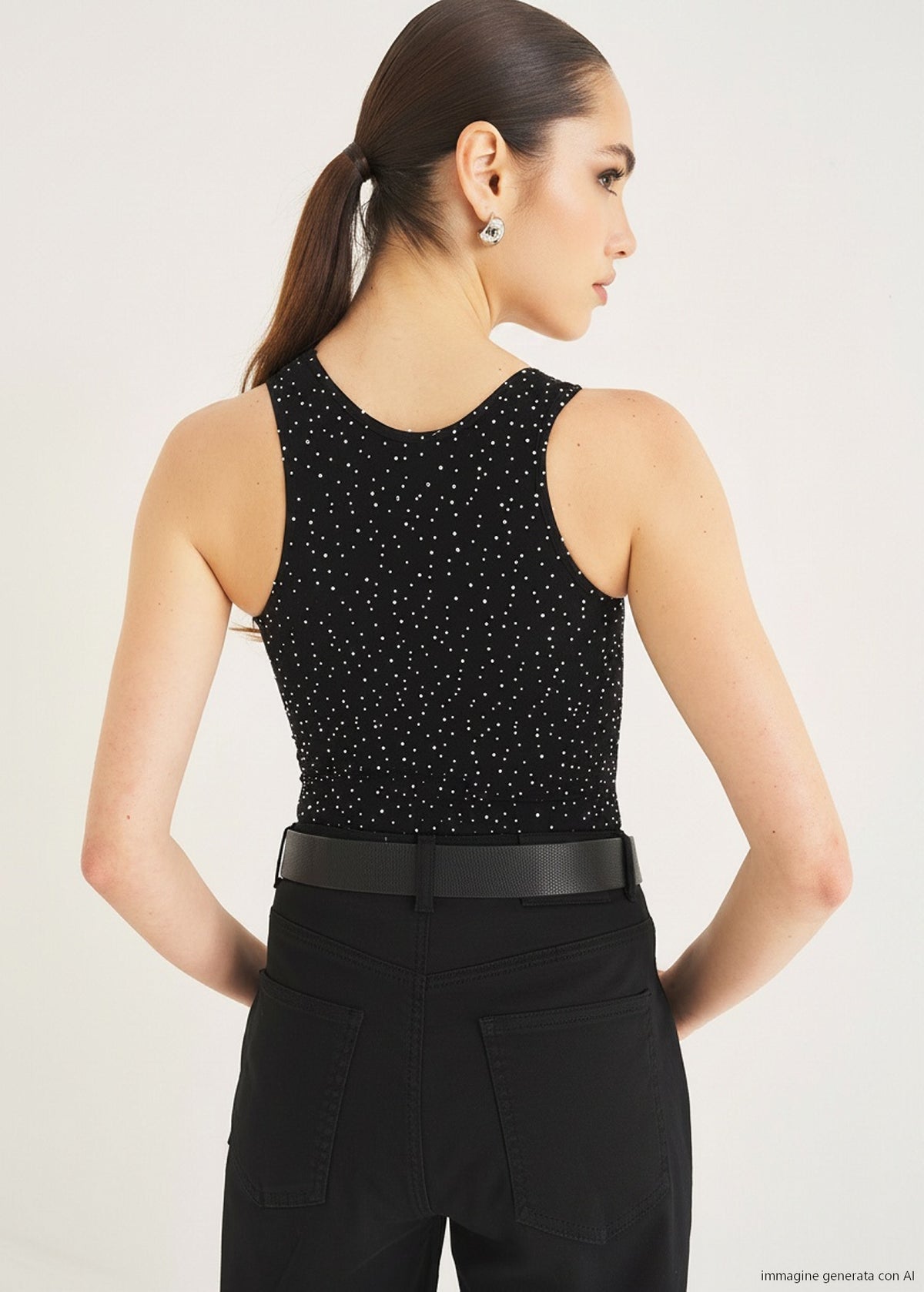 Top Taba traforato con strass