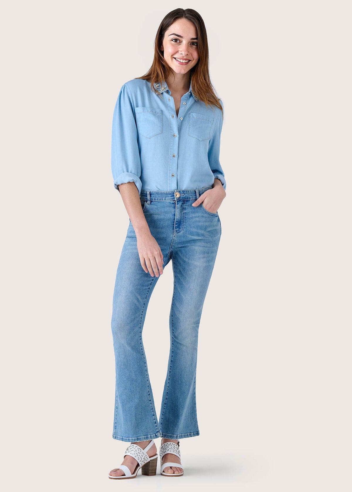 Pantalone Cindy in denim di cotone