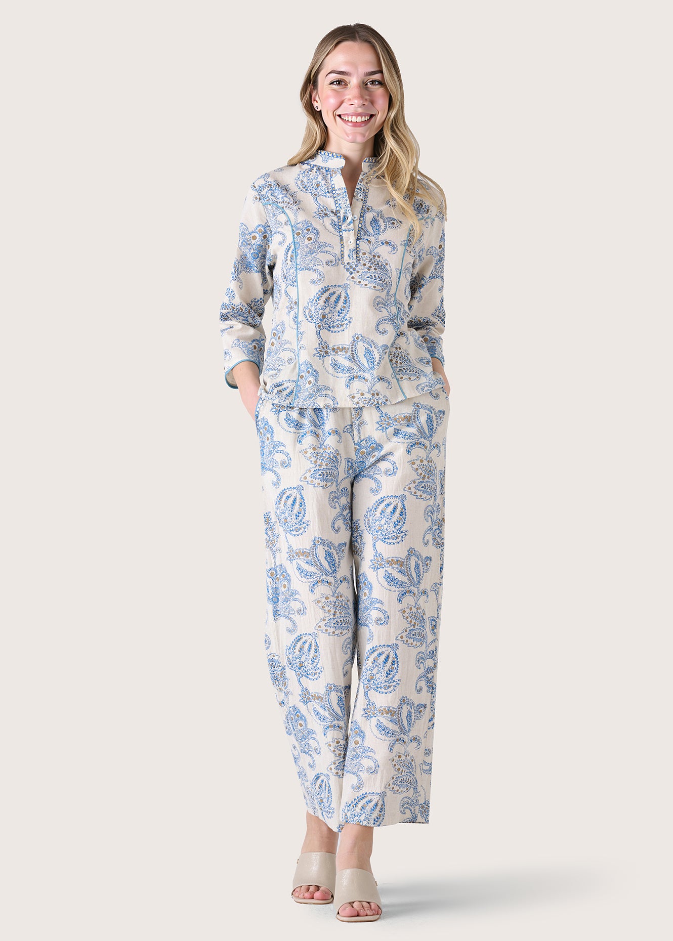 Blusa Cannes in lino e cotone