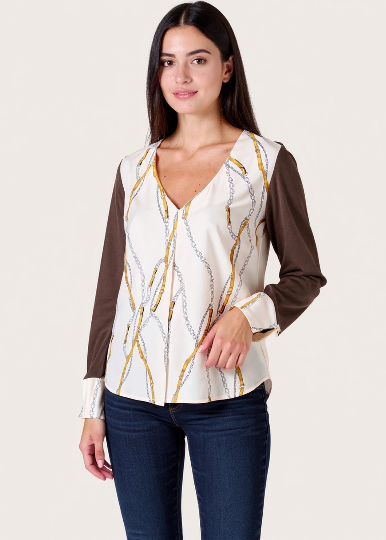 Blusa Cassia in doppio tessuto