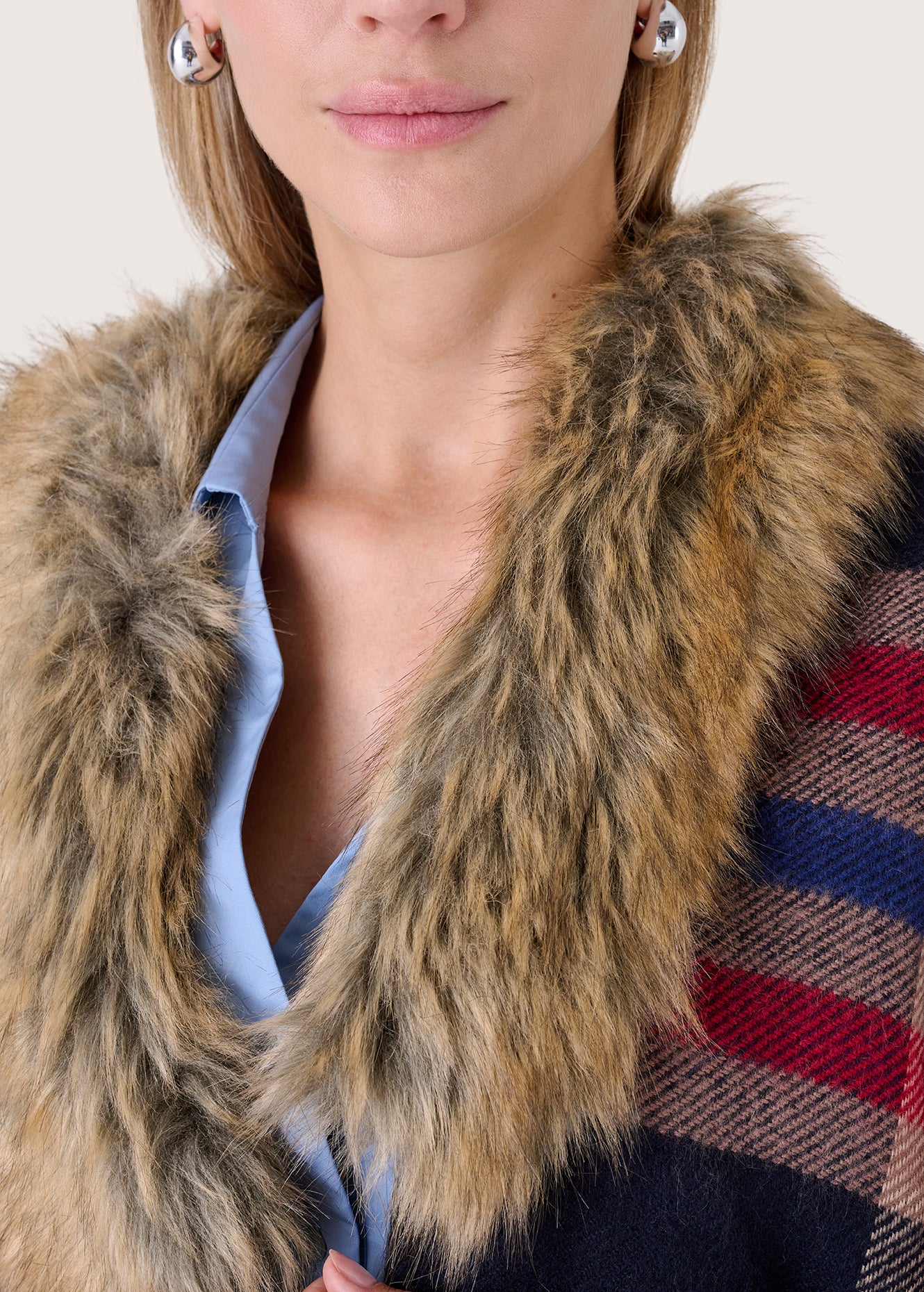 Mantella Madda con collo in ecopelo