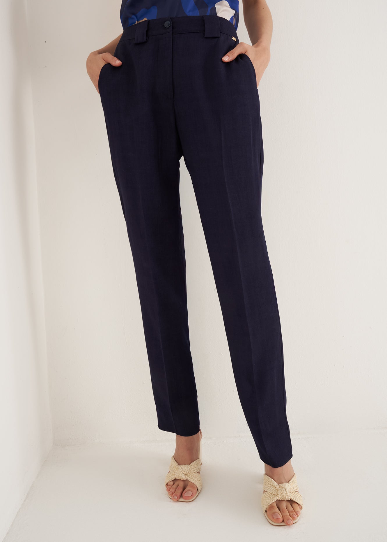 Pantaloni Alice-E in lino e viscosa