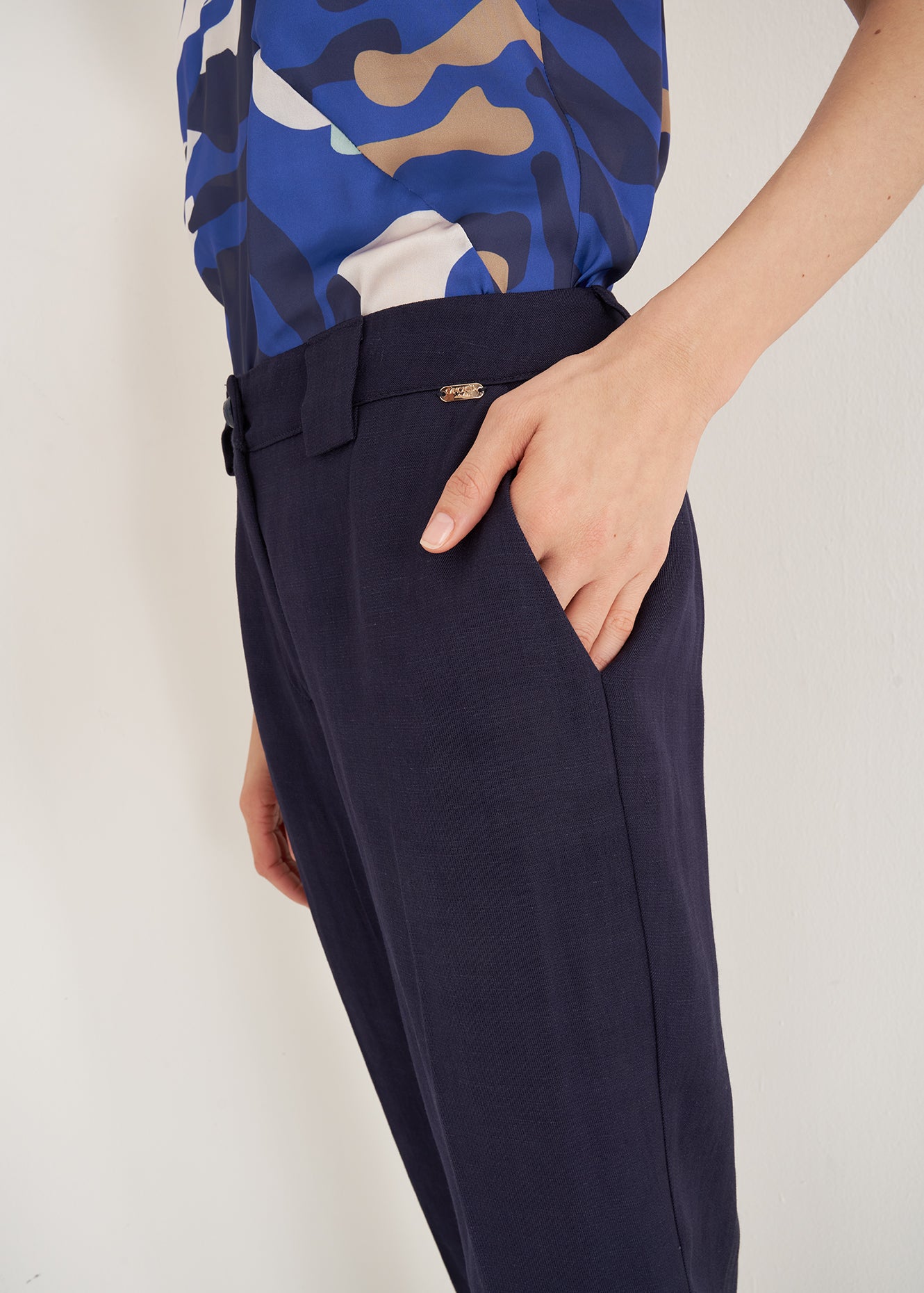 Pantaloni Alice-E in lino e viscosa