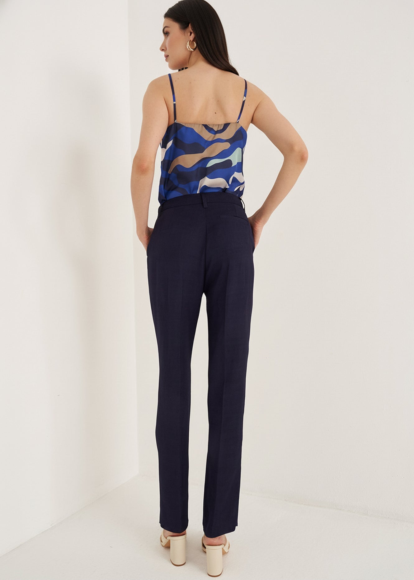 Pantaloni Alice-E in lino e viscosa