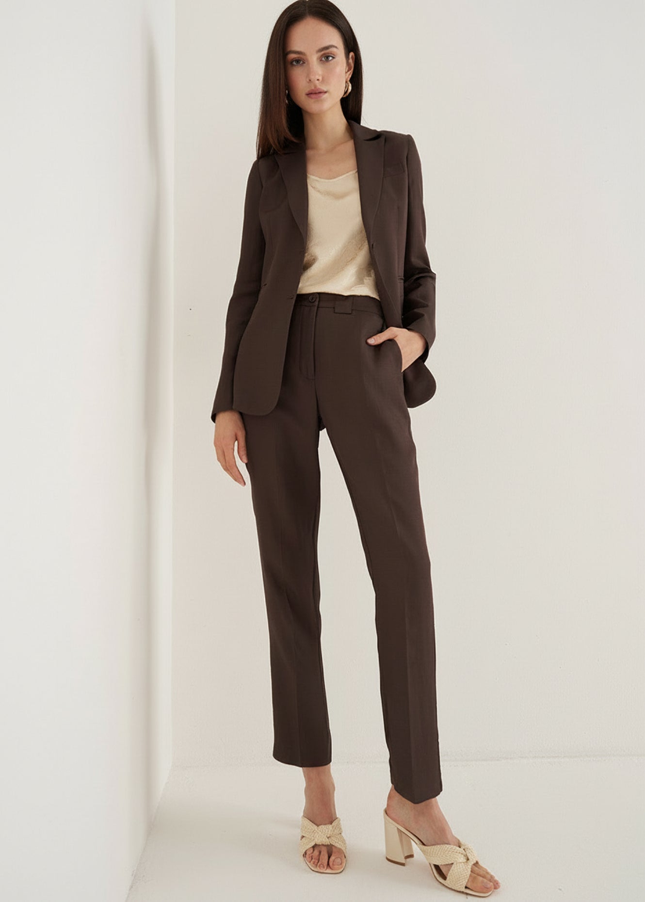 Pantaloni Alice-E in lino e viscosa