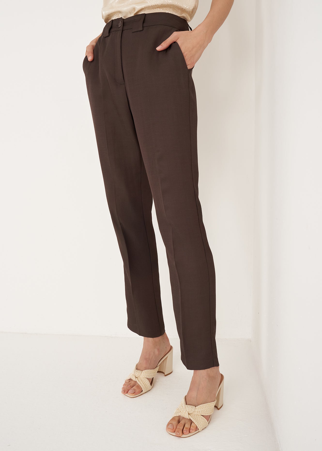 Pantaloni Alice-E in lino e viscosa