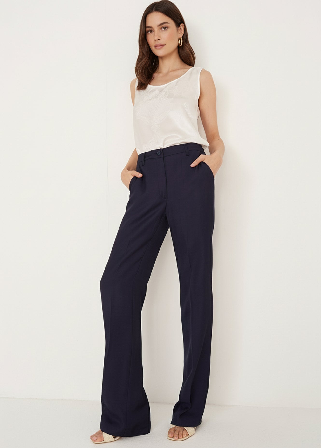 Pantaloni Giorgia-E in lino e viscosa