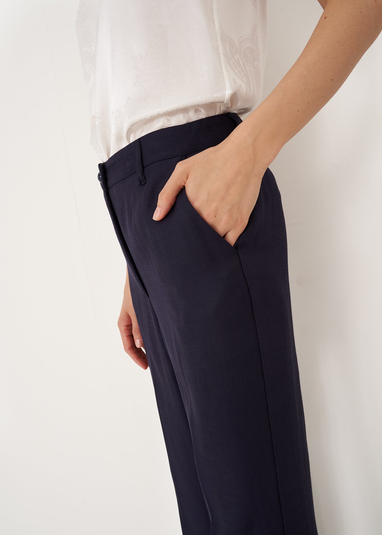 Pantaloni Giorgia-E in lino e viscosa