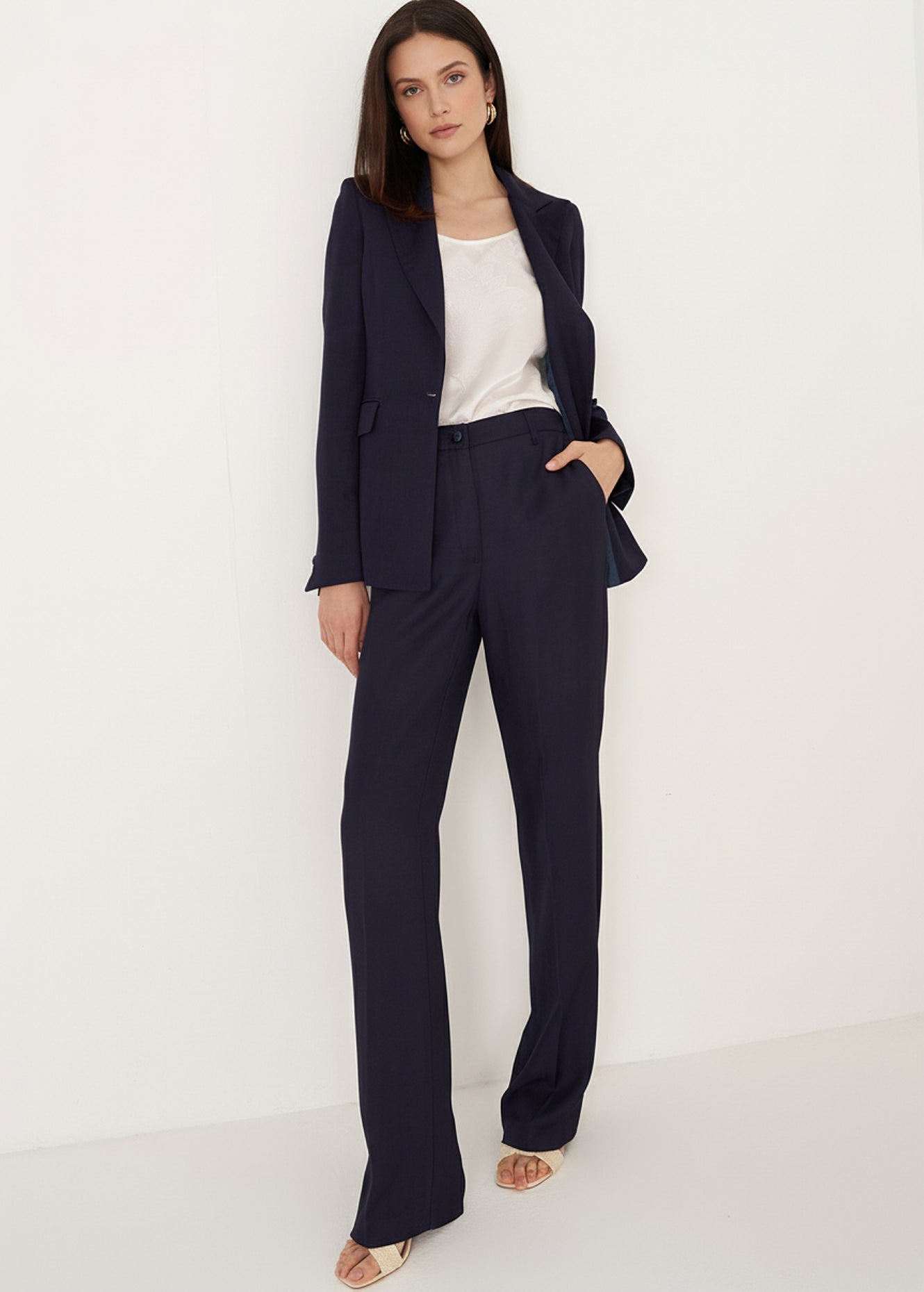 Pantaloni Giorgia-E in lino e viscosa