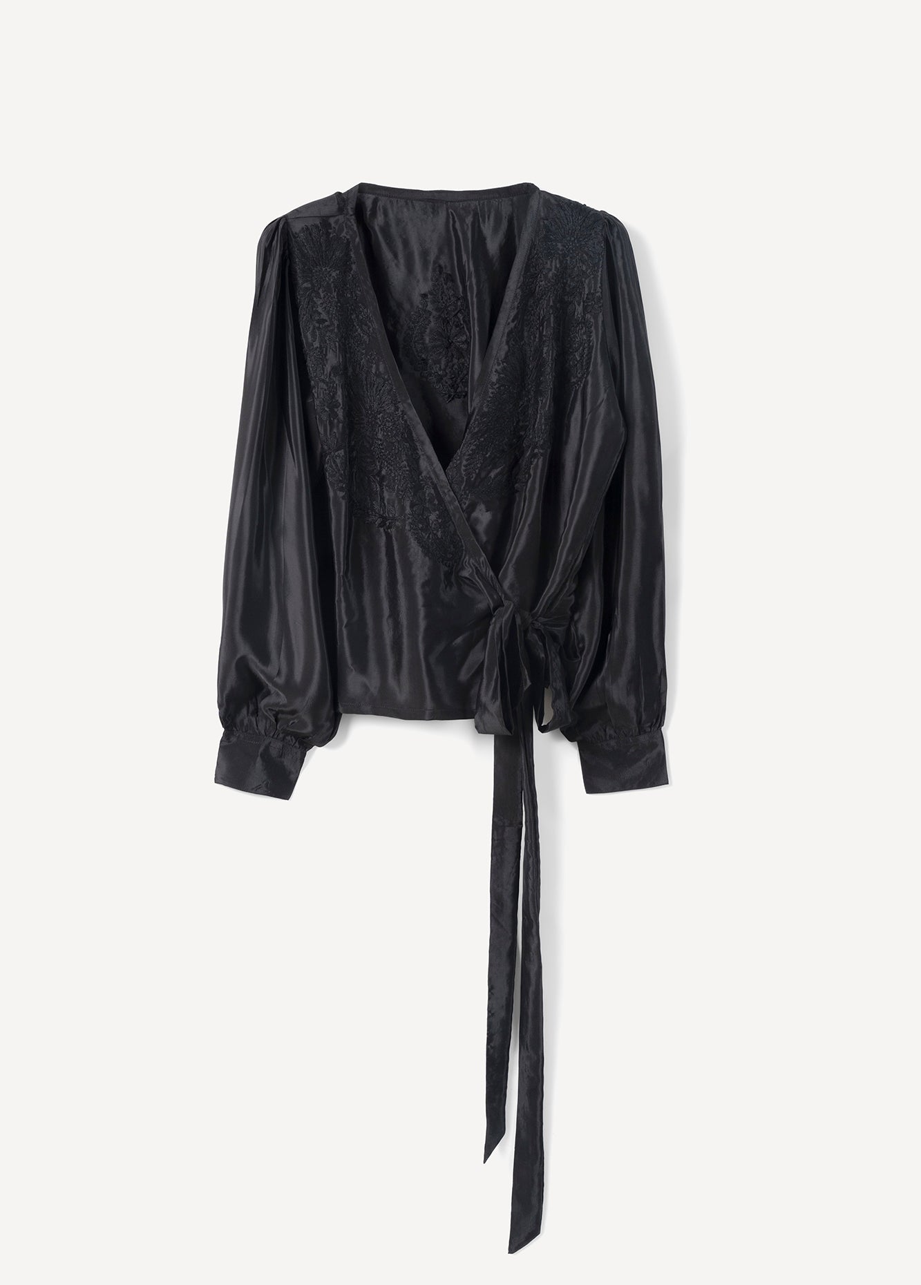 Blusa Baia Wrap Con Ricamo