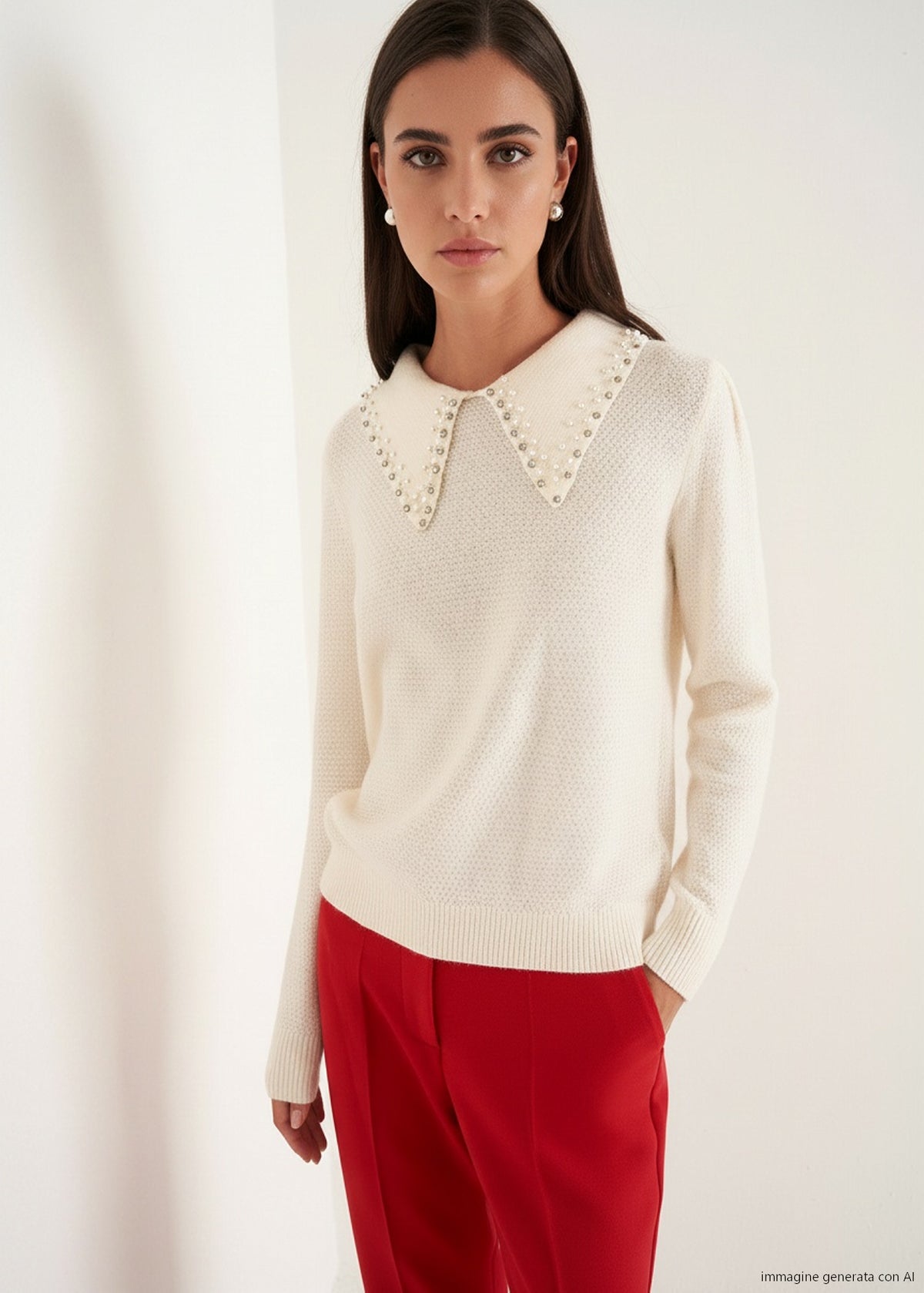 Maglia Marta con perle al collo