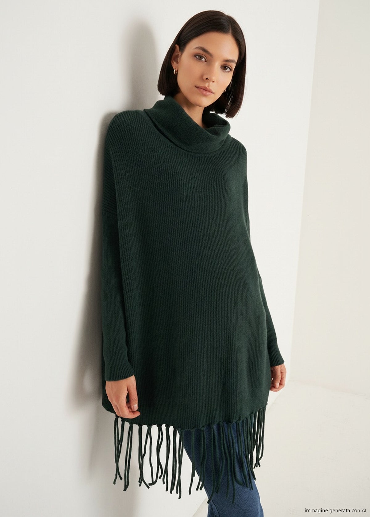 Maglia Medea collo ad anello con frange