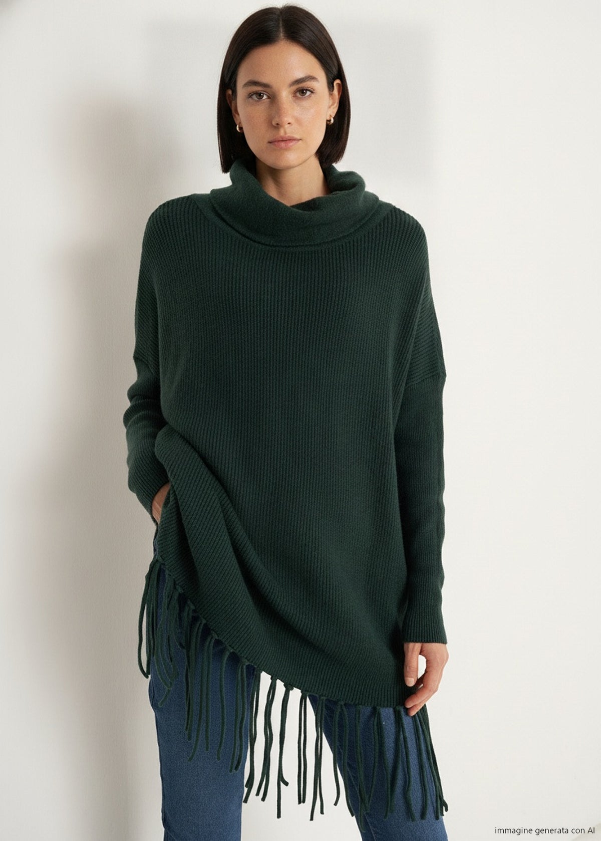 Maglia Medea collo ad anello con frange
