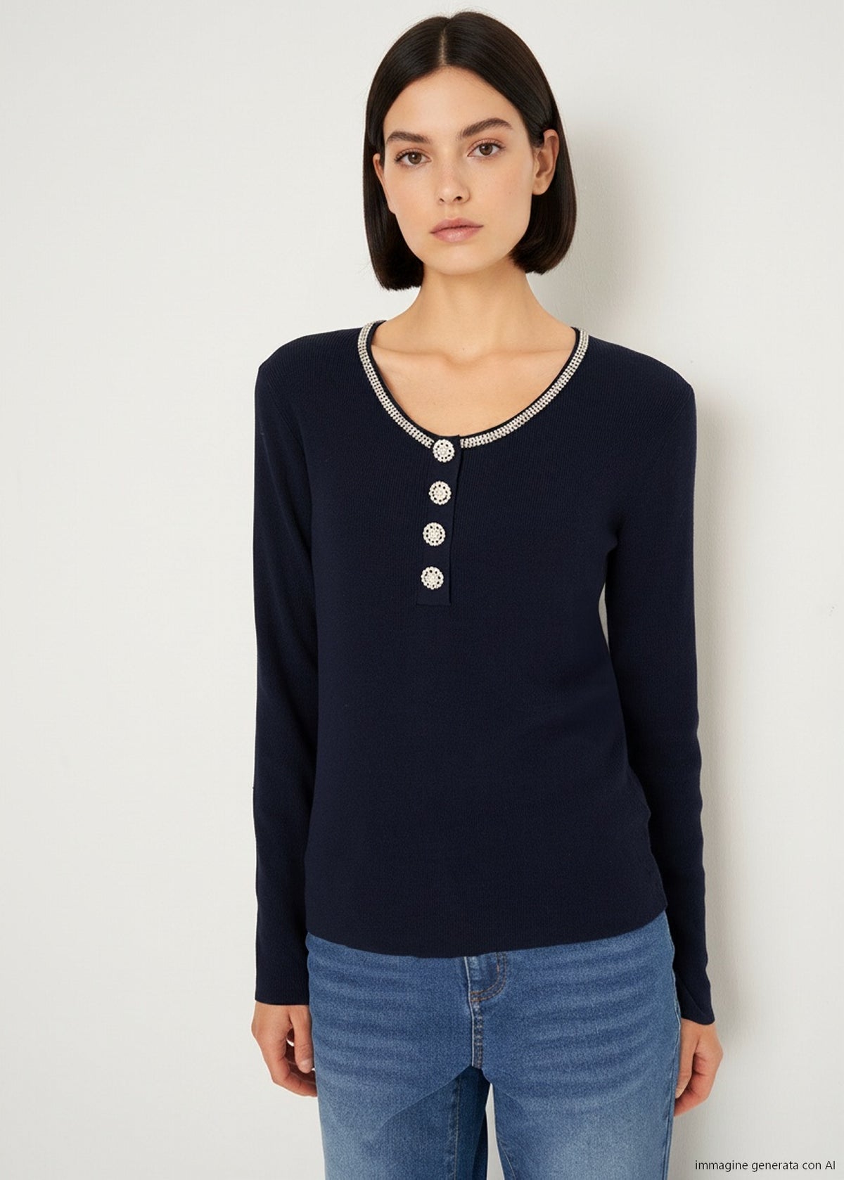 Maglia Marcy con strass e bottoni gioiello