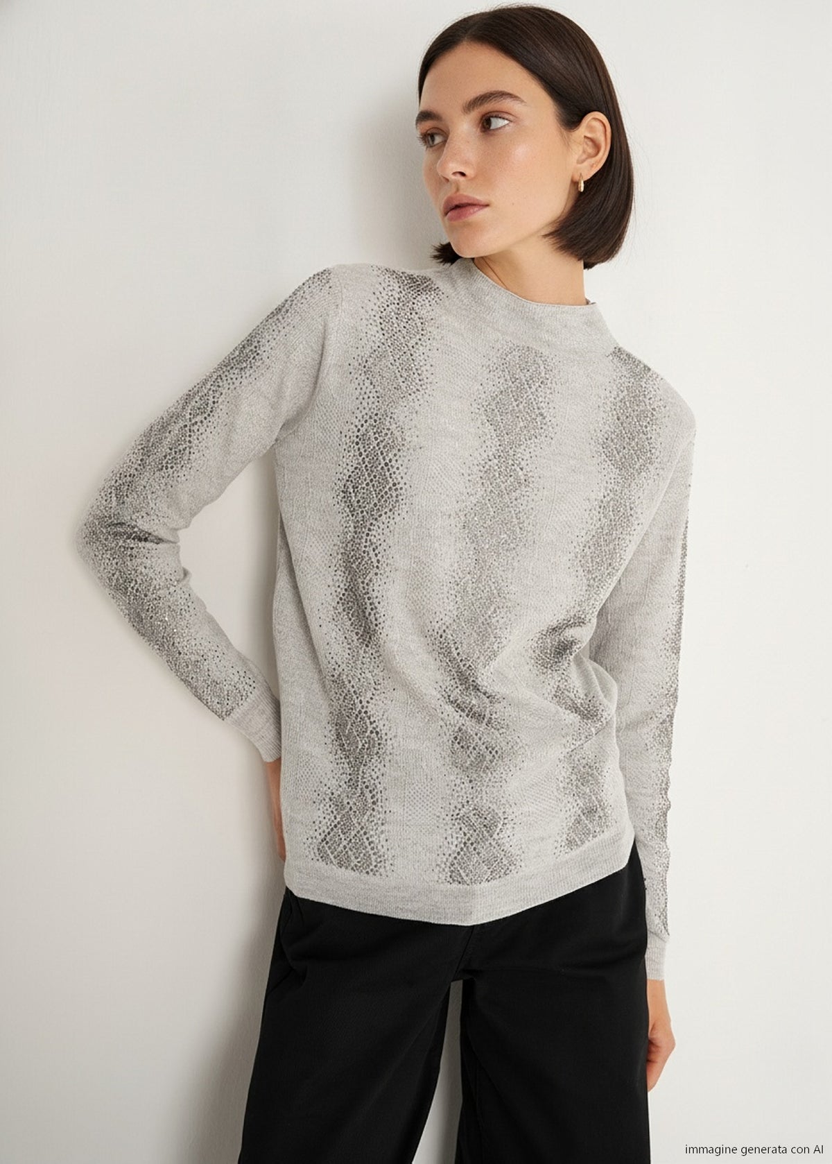 Maglia Margot mezzo collo con strass