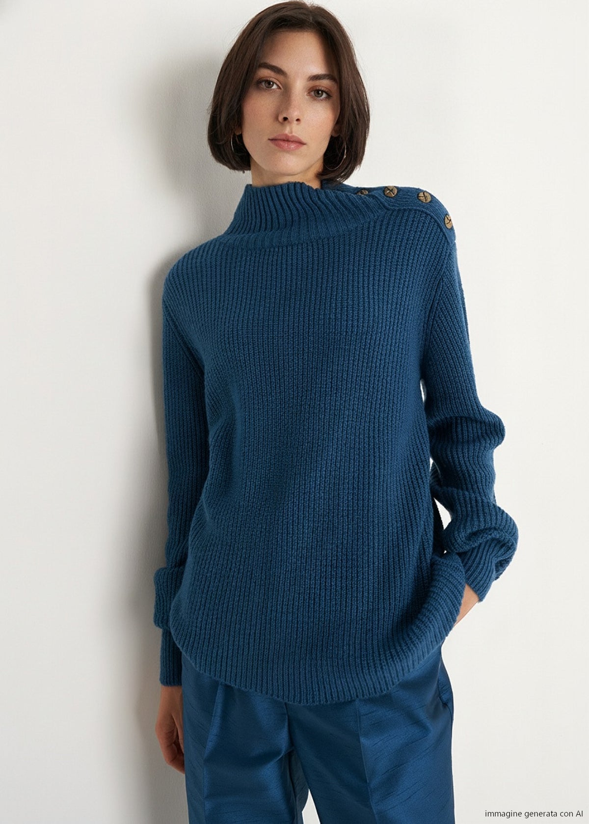 Maglione Miriam collo alto con bottoni