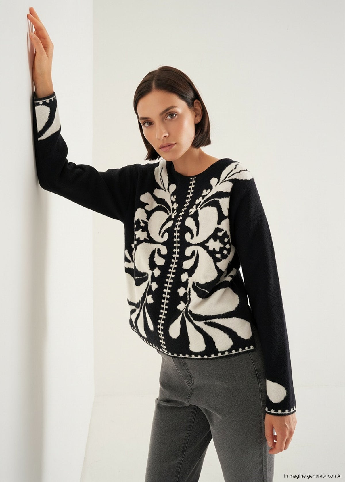 Maglia Maira con decoro a contrasto