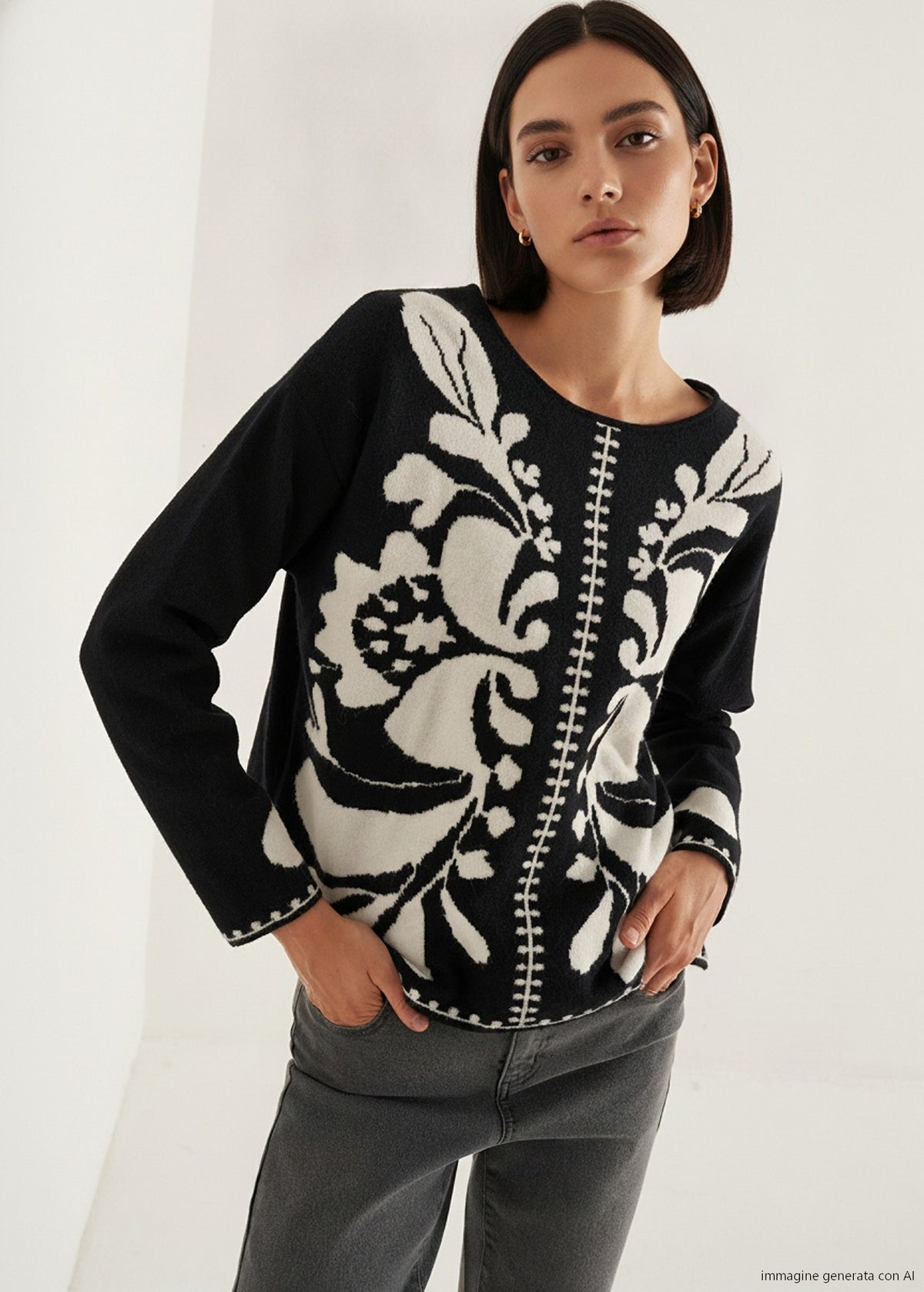 Maglia Maira con decoro a contrasto