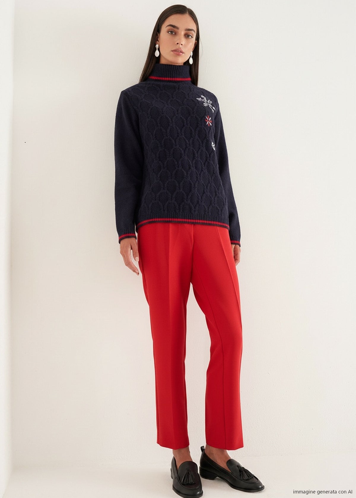 Maglione Melodie natalizio con collo alto