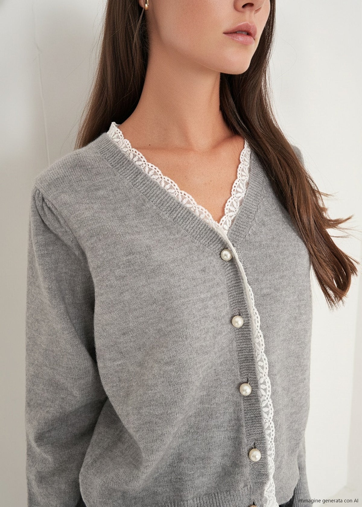 Cardigan Claudy con dettagli in pizzo