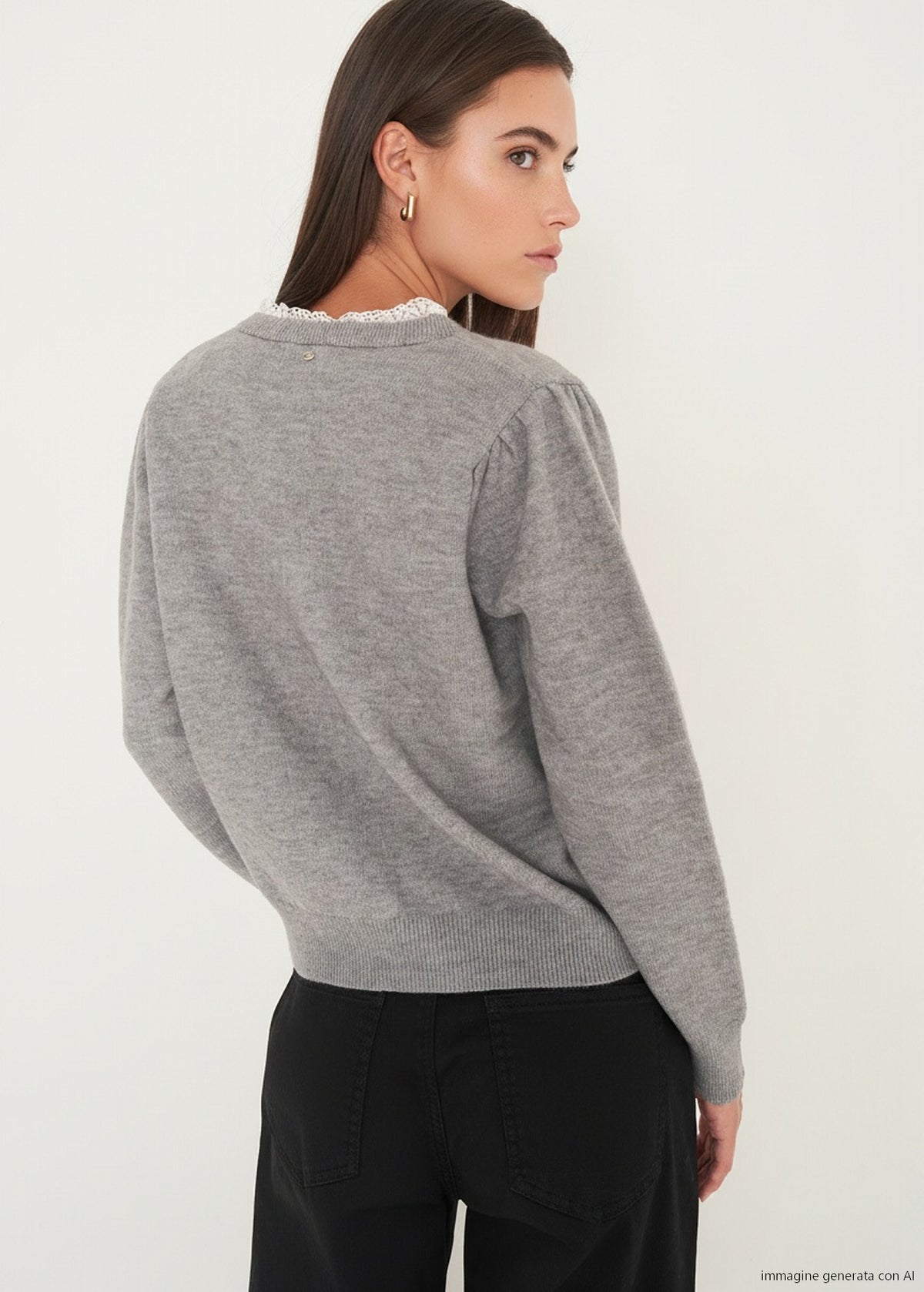 Cardigan Claudy con dettagli in pizzo