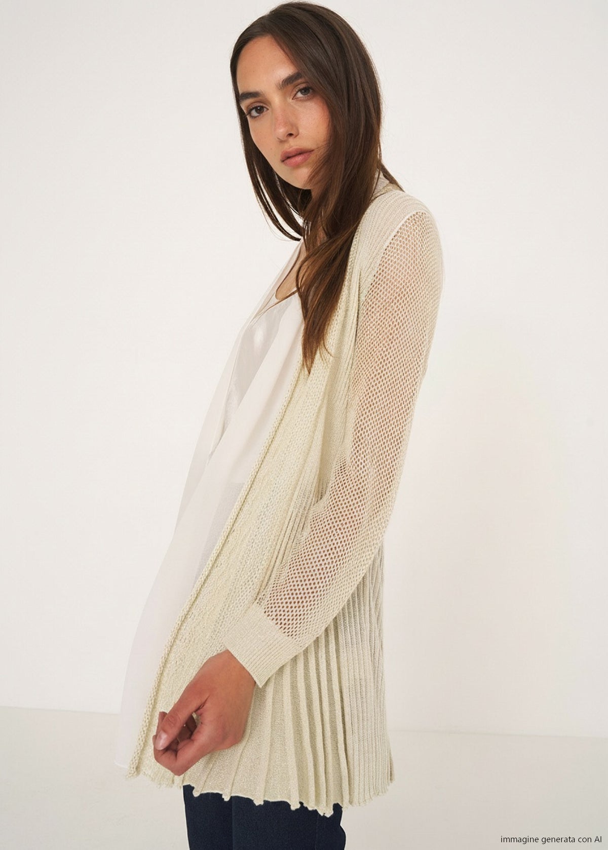 Cardigan Caren in filo con cinta