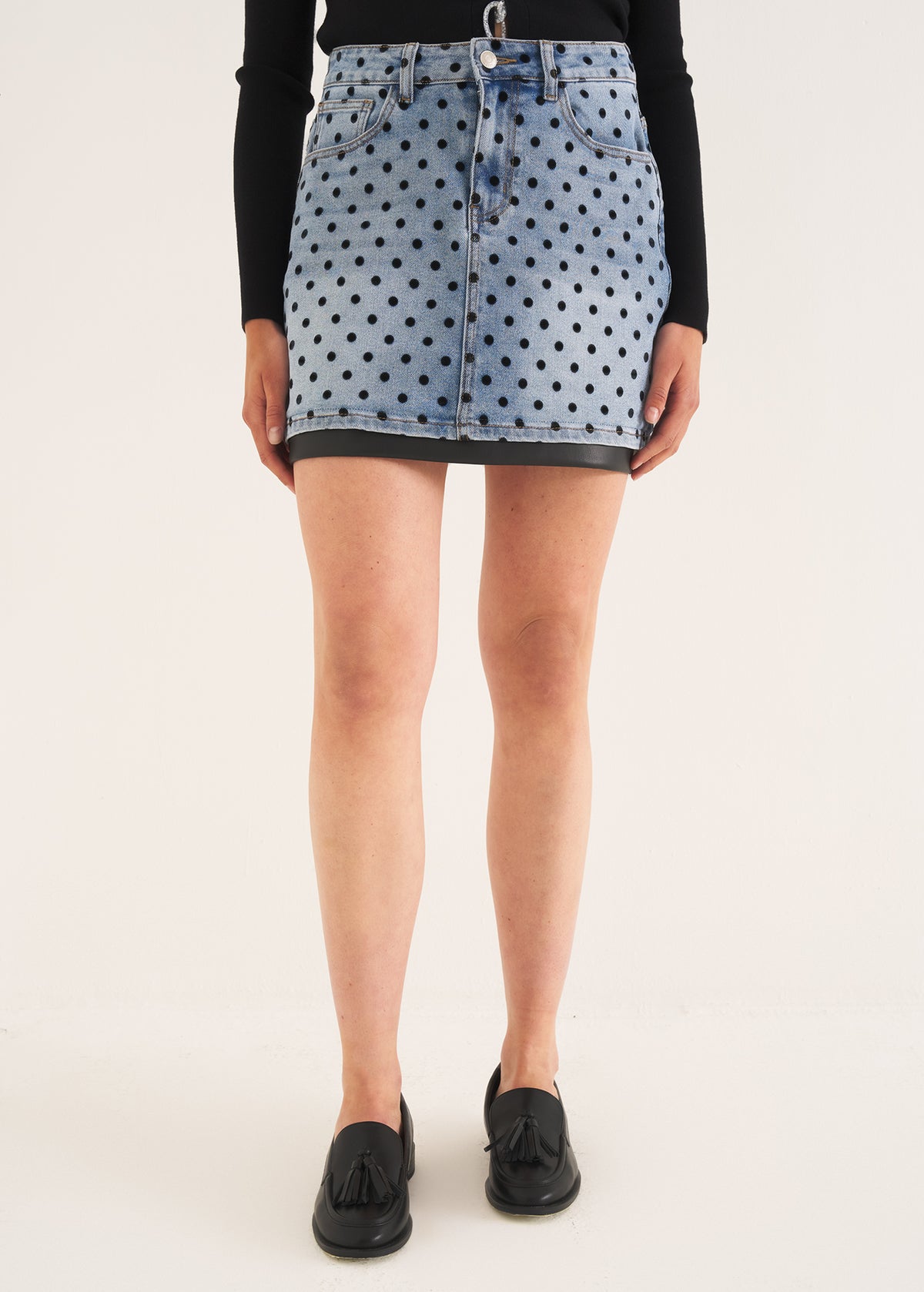 Minigonna Greta denim pois