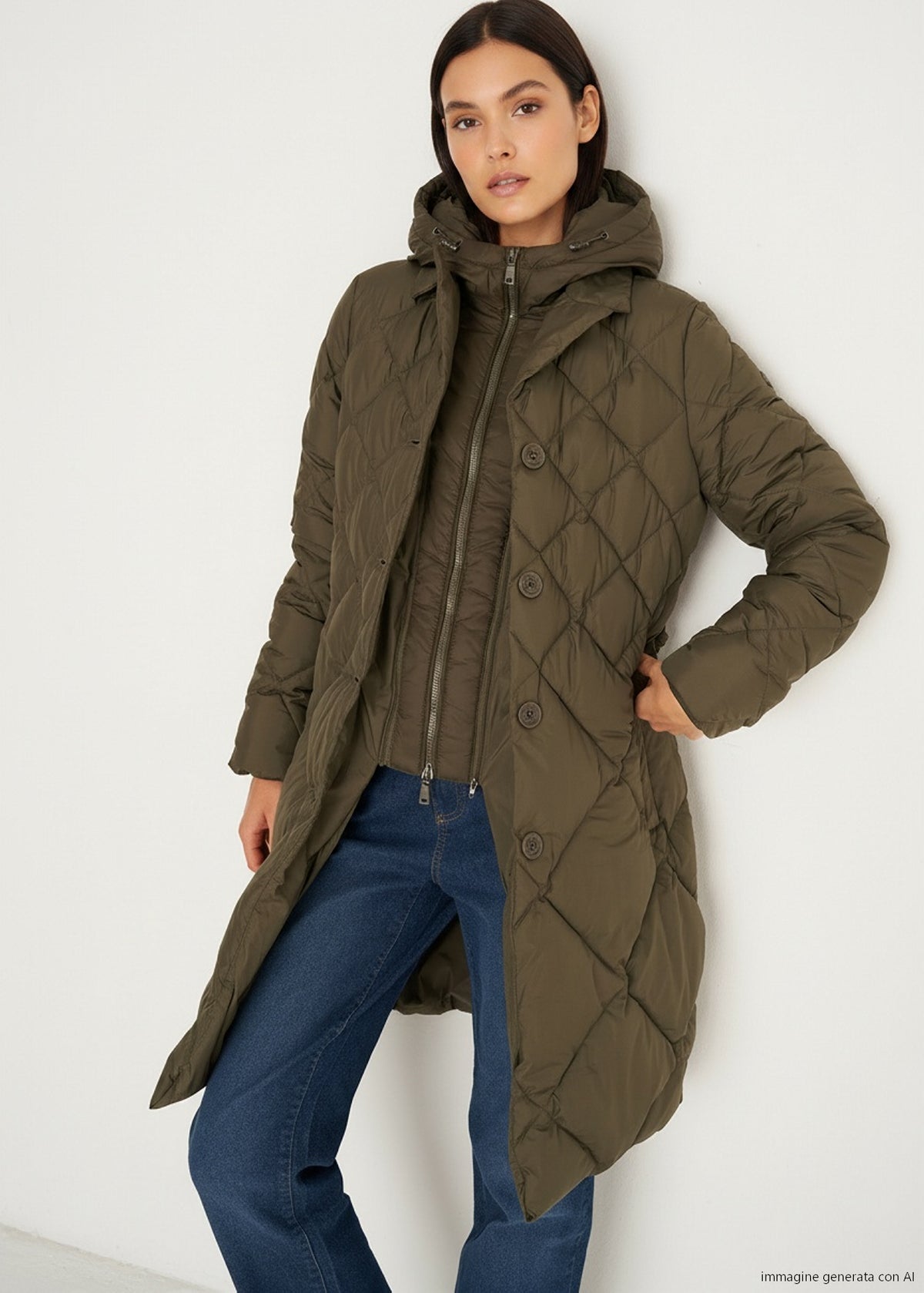 Piumino Pat trapuntato a rombi con gilet staccabil